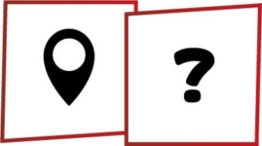 A map marker icon and a question mark